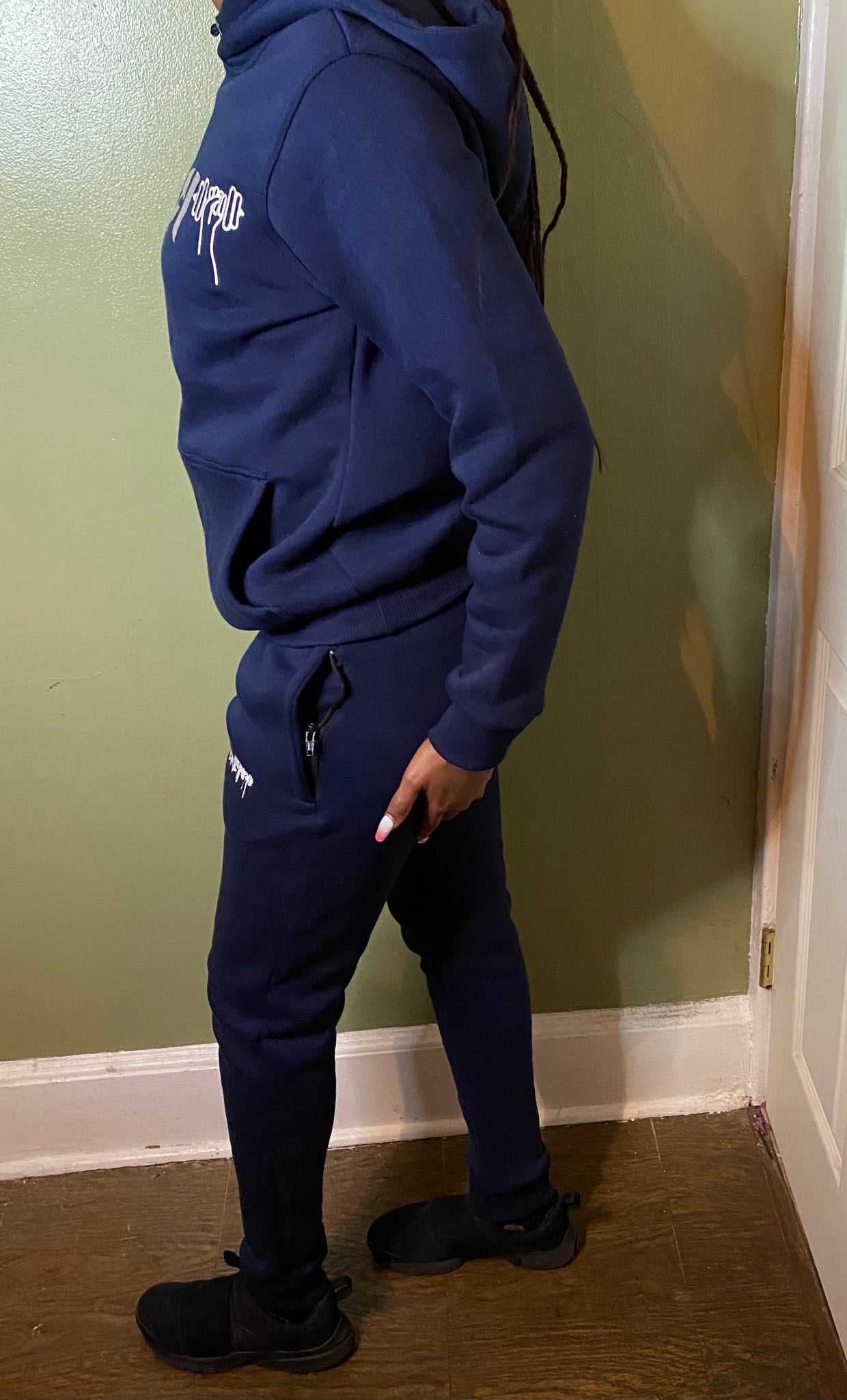 Dark sales blue sweatsuit