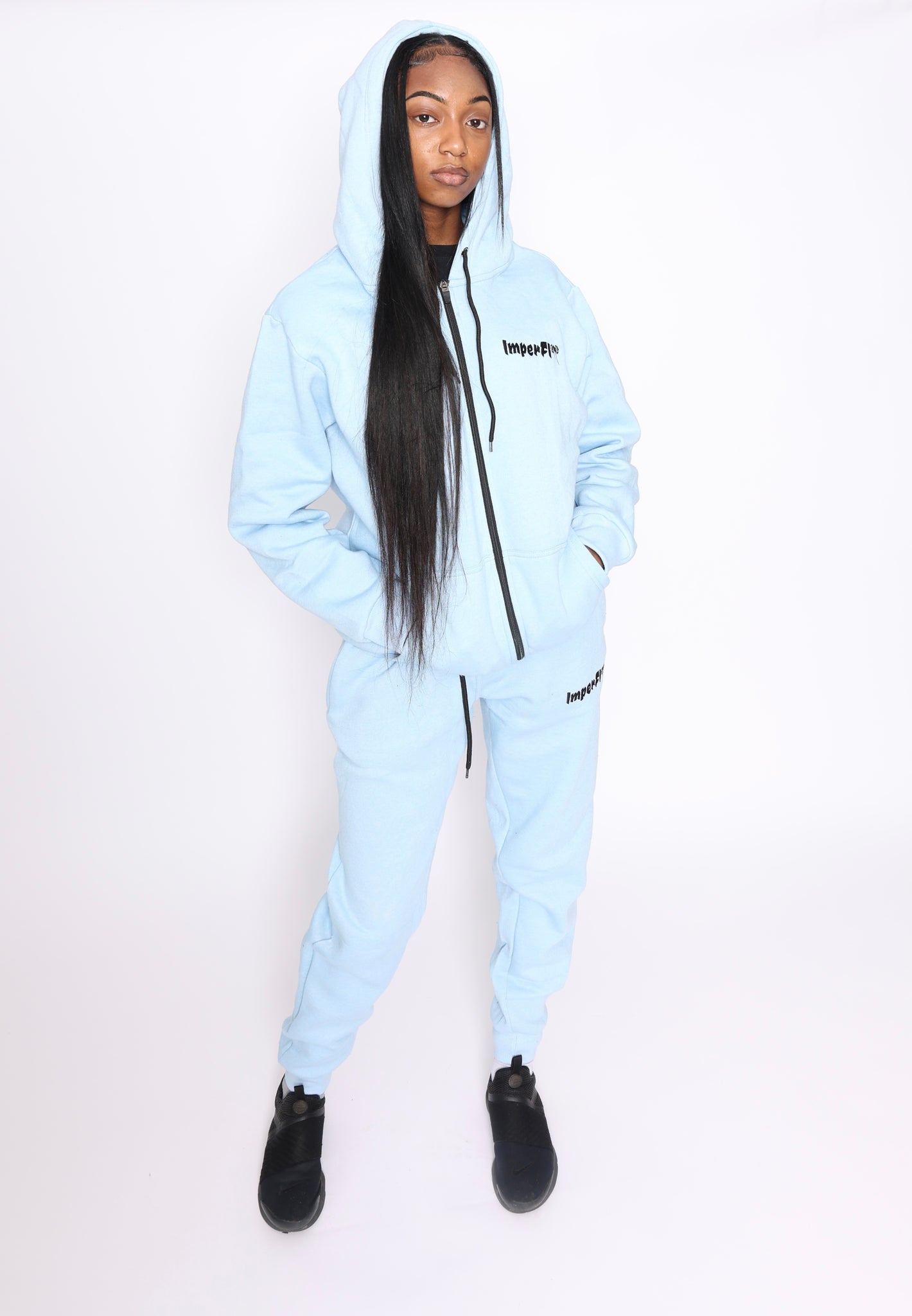 Signature Baby Blue Zippered Sweatsuit Imperfit Activewear